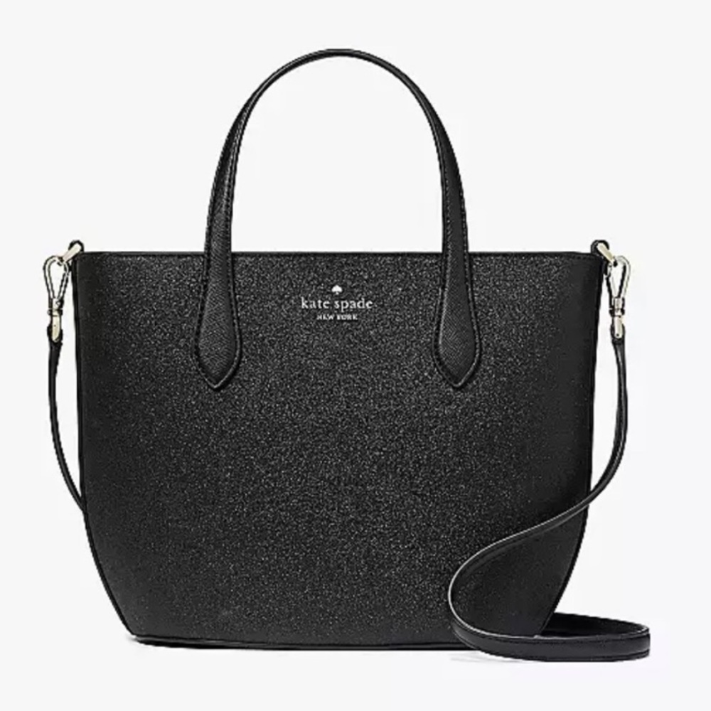 NWT Kate Spade Black Glimmer Satchel, Dust Bag, and Gift Bag Set